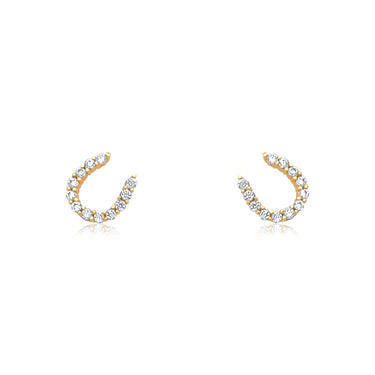 Gold CZ Horse Shoe Earrings